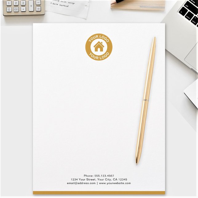 Modern Minimalist Business Logo Black Gold White Letterhead (Creator Uploaded)
