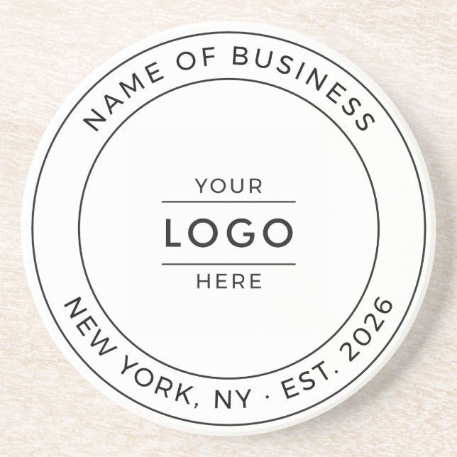 Modern Minimalist Business Logo Established Year Coaster (Front)