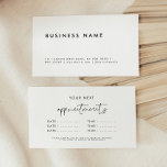 Modern minimalist business multiple dates appointment card<br><div class="desc">A simple and modern appointment card,  suitable for any business field. Perfect to make sure your customers are always on time. Easily customizable with your business information and colours.</div>