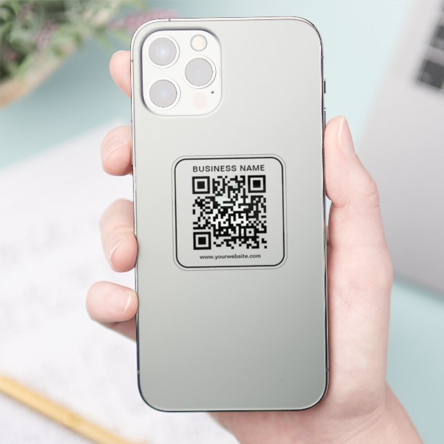 Modern Minimalist Business Name Url QR Code Tiny (Phone)