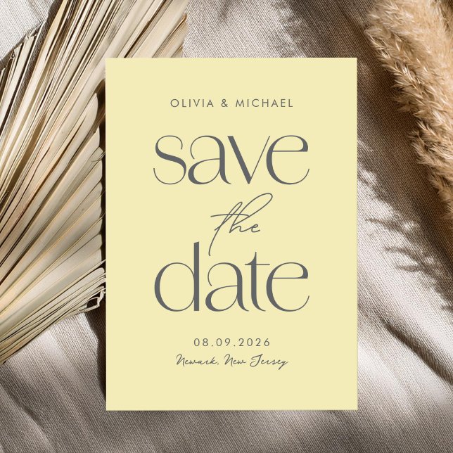 Modern Minimalist Butter Yellow Chic Wedding Save The Date (Creator Uploaded)