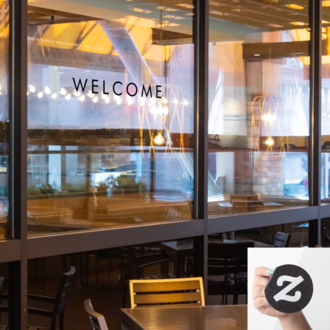 Modern Minimalist Cafe Welcome Sign Sticker (Restaurant Window)