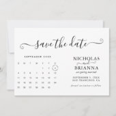 Modern Minimalist Calendar Budget White Simple Save The Date (Front)