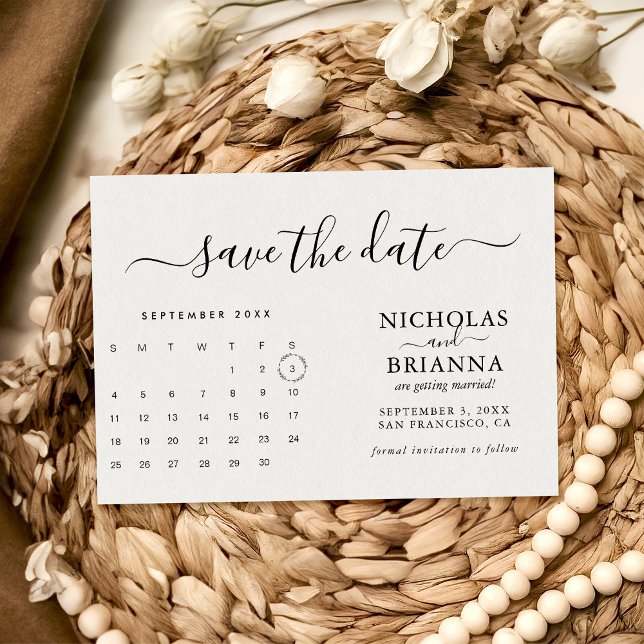 Modern Minimalist Calendar Budget White Simple Save The Date (Creator Uploaded)