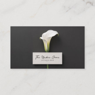 Modern Minimalist Calla Lily Black Business Card