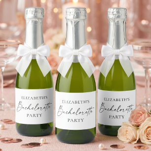 Modern Minimalist Calligraphy Bachelorette Mini Sparkling Wine Label