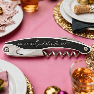 Modern Minimalist Calligraphy Bachelorette Party Corkscrew