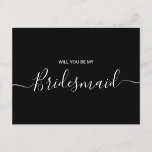 Modern Minimalist Calligraphy Bridesmaid Proposal  Invitation Postcard
