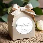 Modern Minimalist Calligraphy Christmas Classic Round Sticker<br><div class="desc">Custom-designed Christmas stickers and labels featuring modern minimalist style calligraphy with personalized name.</div>