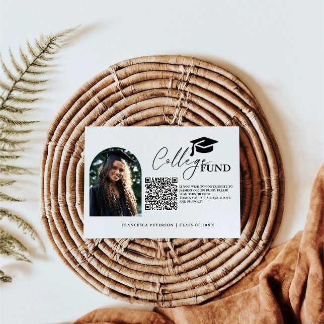 Modern Minimalist Calligraphy College Fund Qr Code Enclosure Card (Creator Uploaded)