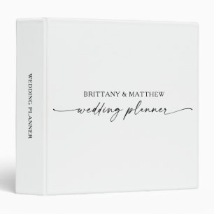 Modern Minimalist Calligraphy Ink Wedding Planner Binder