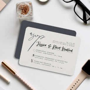 Modern Minimalist Calligraphy Multi-Event RSVP Card