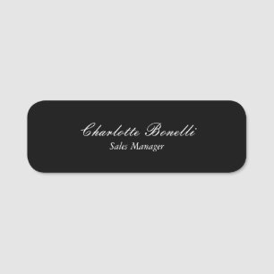 Modern Minimalist Calligraphy Name Black Tag