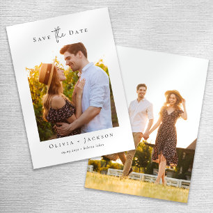 Modern Minimalist Calligraphy Photo Wedding Save The Date