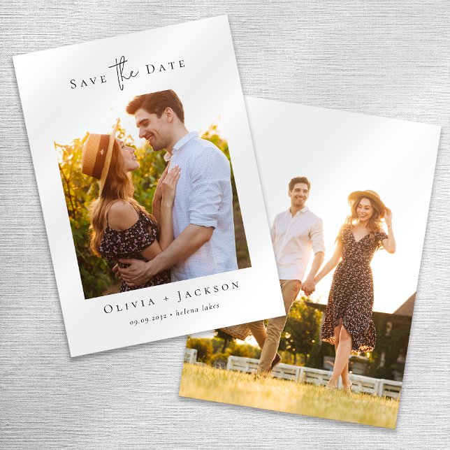 Modern Minimalist Calligraphy Photo Wedding Save The Date (Creator Uploaded)
