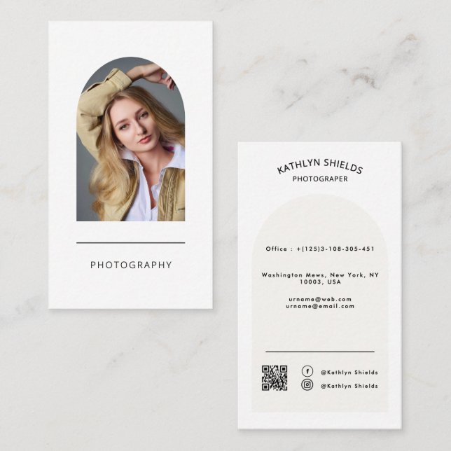 Modern Minimalist Calligraphy Script  Photography  Business Card (Front/Back)