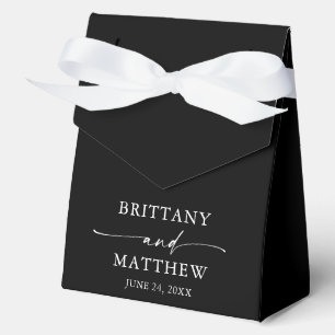Modern Minimalist Calligraphy Wedding Black Favor Box