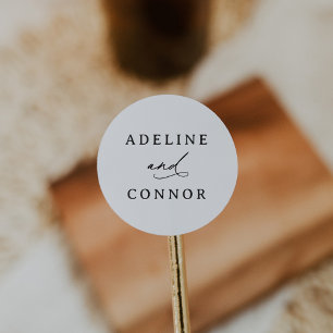 Modern Minimalist Calligraphy Wedding Classic Round Sticker