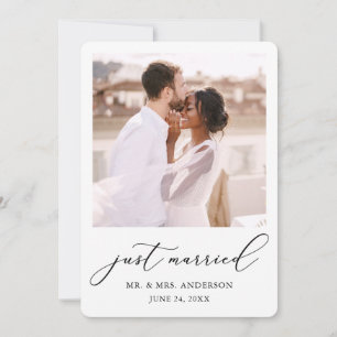 Modern Minimalist Calligraphy Wedding Photo Announcement