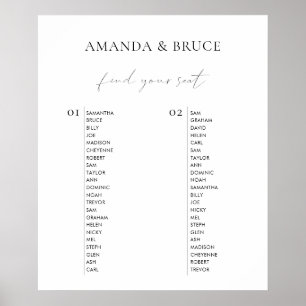 Modern Minimalist Calligraphy Wedding Seating Poster