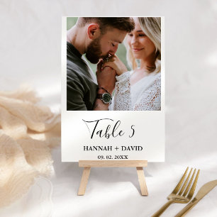 Modern Minimalist Callligraphy photo Wedding Table Number