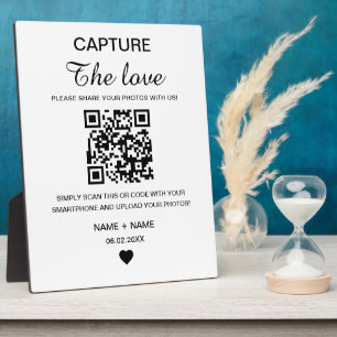 Modern Minimalist Capture The Love QR Code Wedding Plaque