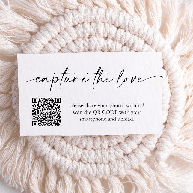 Modern Minimalist Capture The Love Wedding Qr Code Enclosure Card (Creator Uploaded)