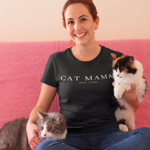 Modern Minimalist Cat Mama Established Date Tri-Blend Shirt