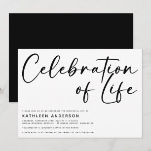 Modern Minimalist Celebration of Life Invitation