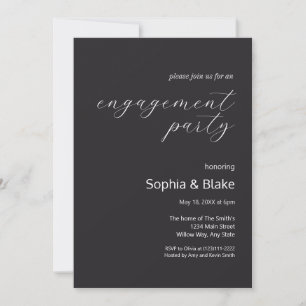 Modern Minimalist Charcoal Grey Engagement Party Invitation