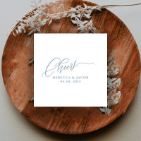 Modern Minimalist Cheers Calligraphy Dusty Blue