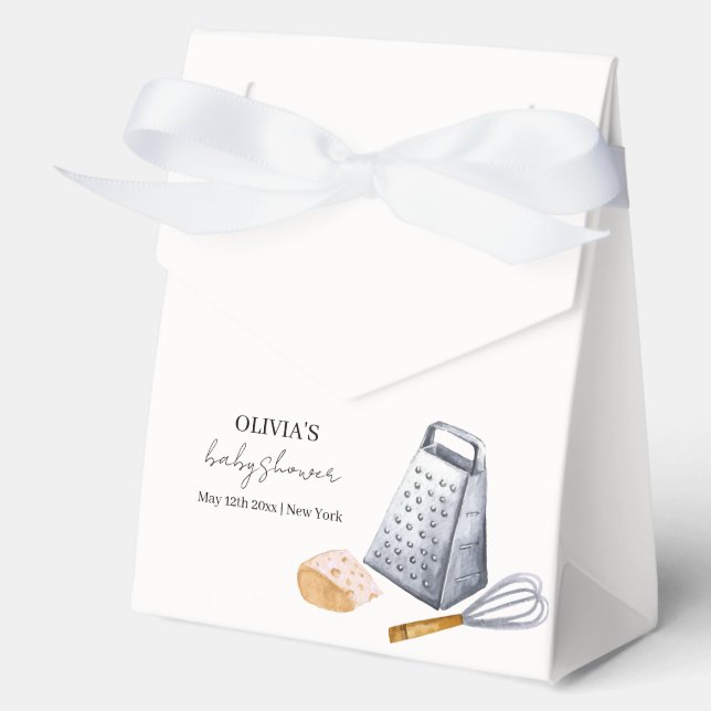 Modern Minimalist Chef Kitchen Baby Shower Favor Box (Front)