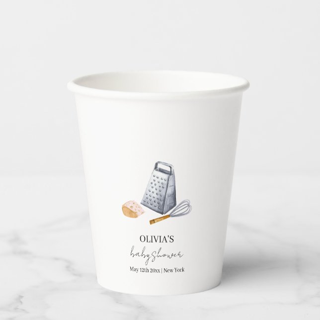 Modern Minimalist Chef Kitchen Baby Shower Paper Cups (Front)