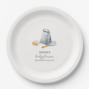 Modern Minimalist Chef Kitchen Baby Shower Paper Plate
