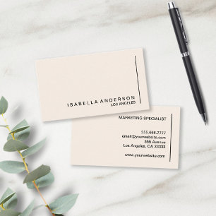 Modern Minimalist Chic Cream Professional Business Card