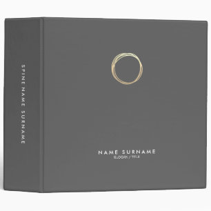 Modern Minimalist Chic Gold Circle Logo Grey 2" Binder
