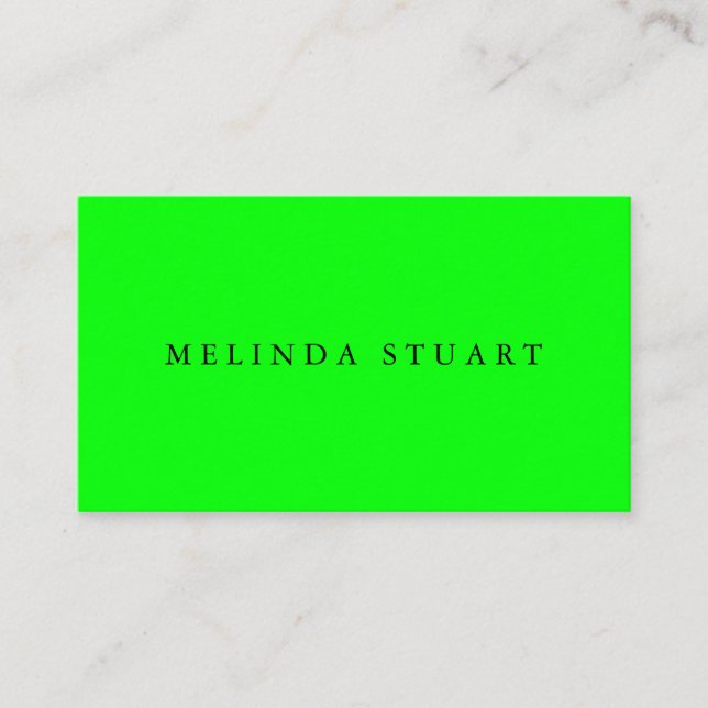 Modern Minimalist Chic Lime Green Business Card (Front)
