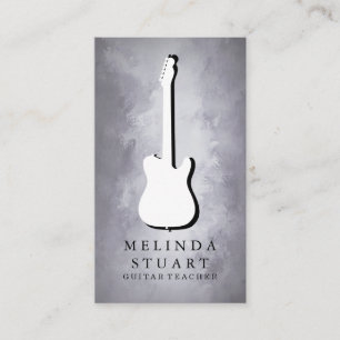 Modern Minimalist Chic Musician Guitar Teacher Bus Business Card