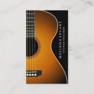 Modern Minimalist Chic Musician Guitar Teacher Business Card