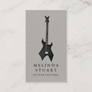 Modern Minimalist Chic Musician Guitar Teacher Business Card