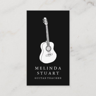 Modern Minimalist Chic Musician Guitar Teacher Business Card