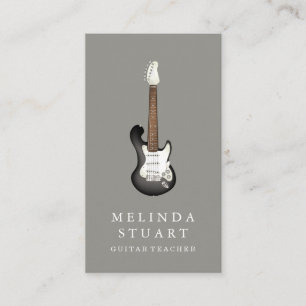 Modern Minimalist Chic Musician Guitar Teacher Business Card