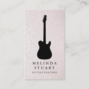Modern Minimalist Chic Musician Guitar Teacher Business Card