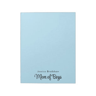 Modern Minimalist Chic Pastel Blue "Mom of Boys" Notepad