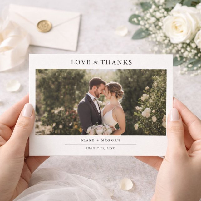 Modern Minimalist Chic Photo Wedding Thank You Card (Creator Uploaded)