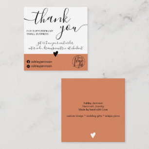 Modern minimalist chic pink block order thank you square business card