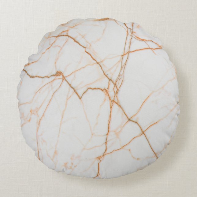 modern minimalist chic scandinavian white marble round pillow (Front)