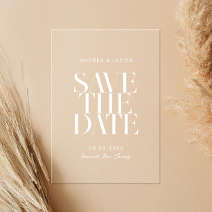 Modern Minimalist Chic Wedding Save the Date Acrylic Invitations