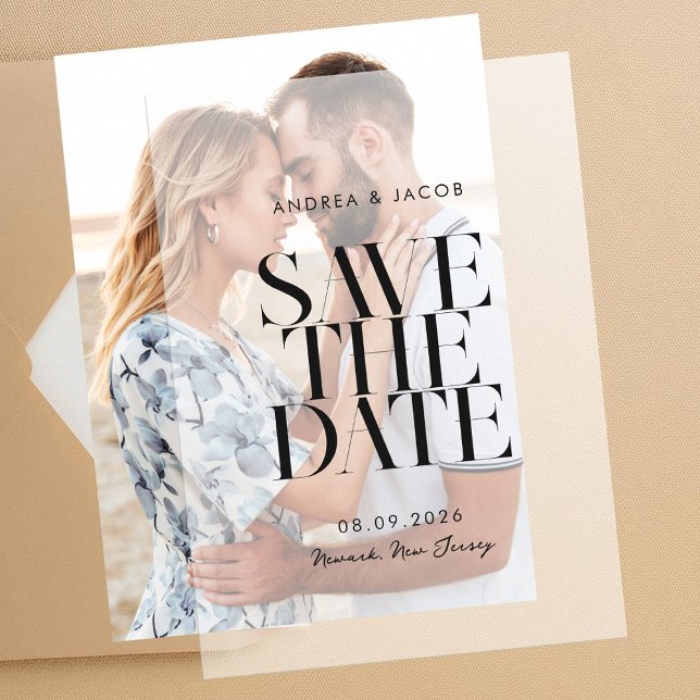Modern Minimalist Chic Wedding Save the Date Vellum Invitations (Creator Uploaded)