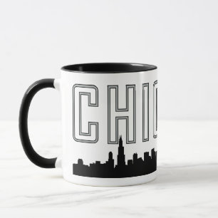 Modern Minimalist Chicago Mug with City's Skyline